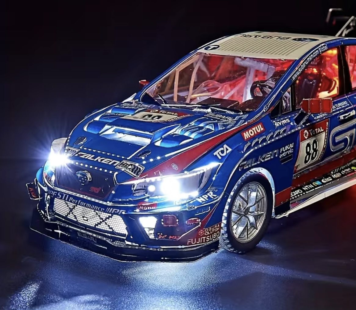 Subaru WRX Rally car 1/28 scale metal model with lighting components - Image 9