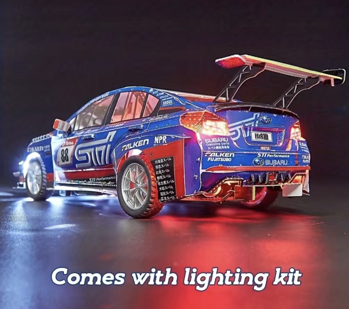 Subaru WRX Rally car 1/28 scale metal model with lighting components - Image 10