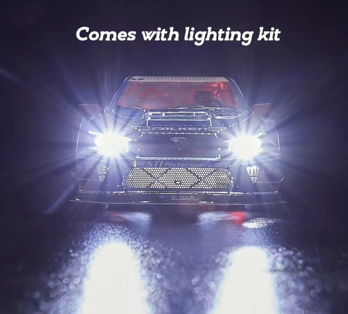 Subaru WRX Rally car 1/28 scale metal model with lighting components - Image 3