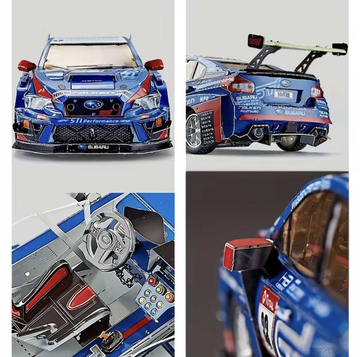 Subaru WRX Rally car 1/28 scale metal model with lighting components - Image 7