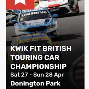 Pair of Adult weekend BTCC  tickets at Donington