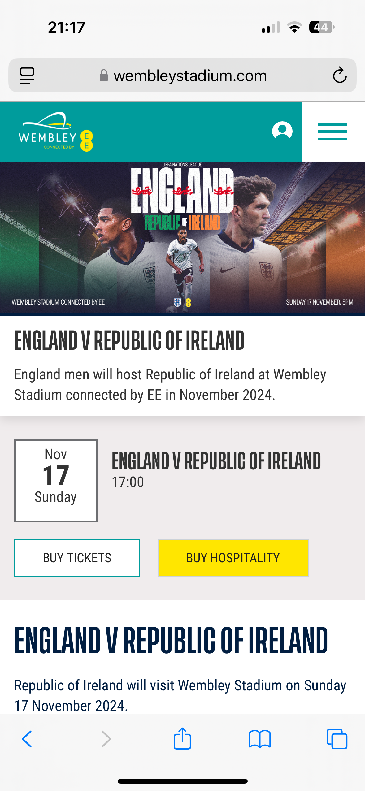 2 x Tickets England v Rep of Ireland at Wembley - Image 2